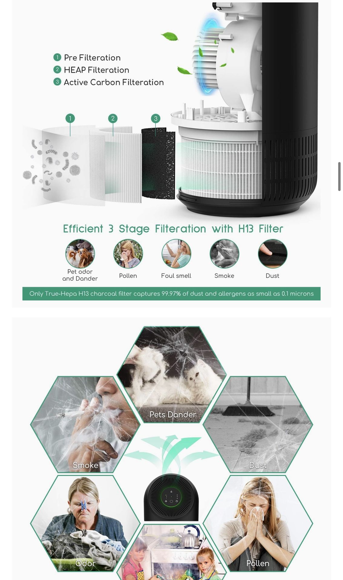 Air purifier covers up to 880 ft.² new