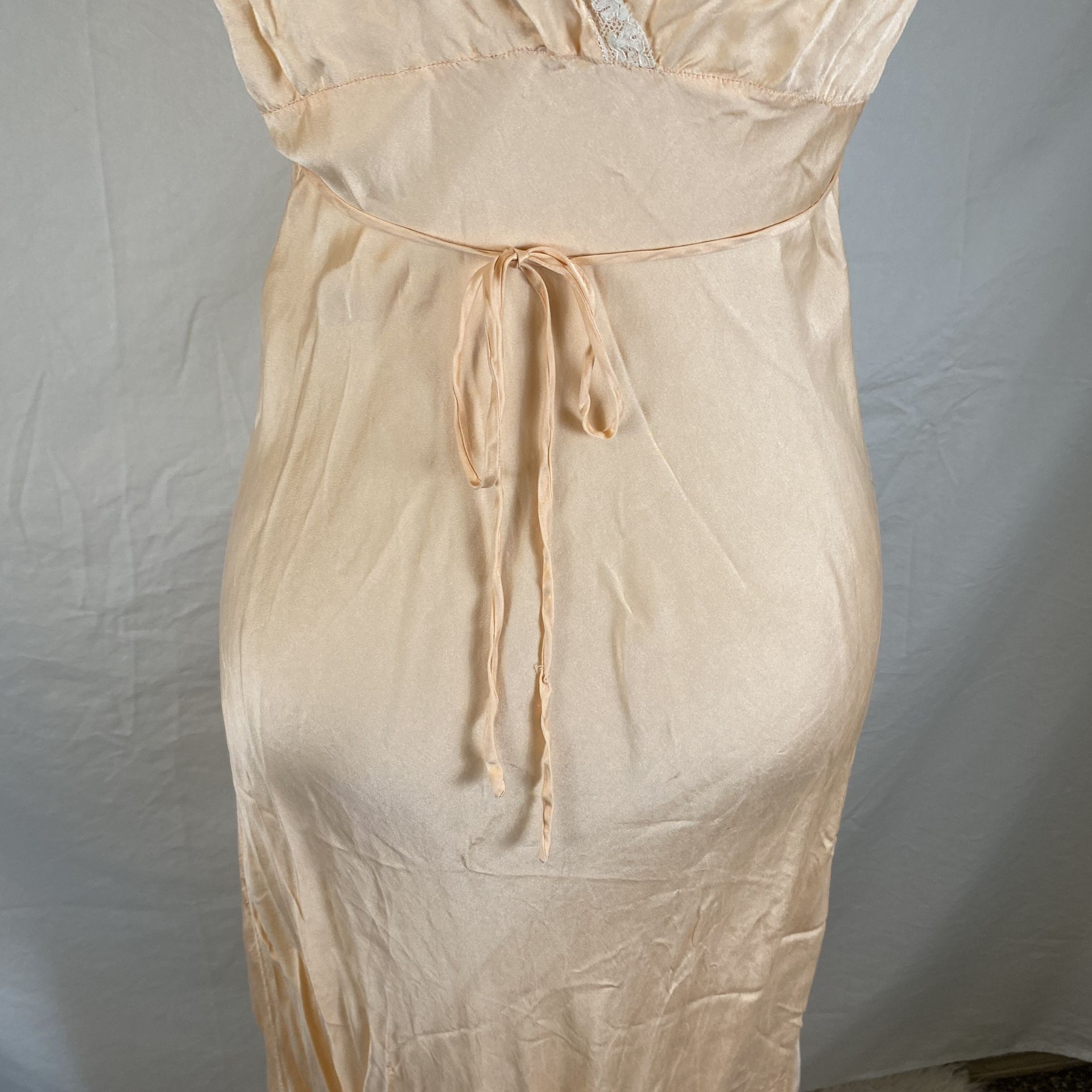 Vintage 40s 50s Bonwit Teller Nightgown Slip Dress Floral Lace Maxi Art Deco M