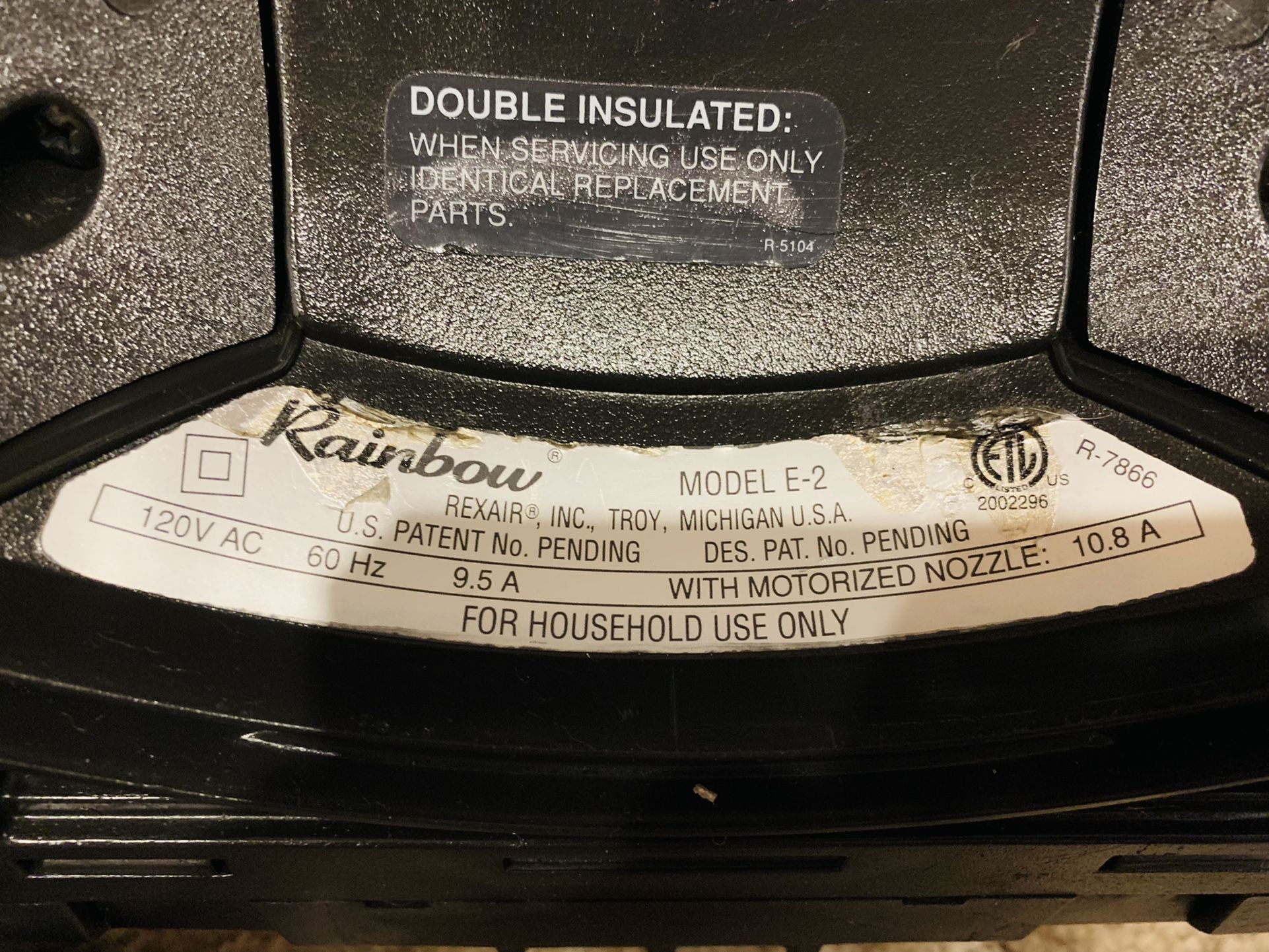 Rainbow E2 gold canister vacuum cleaner
