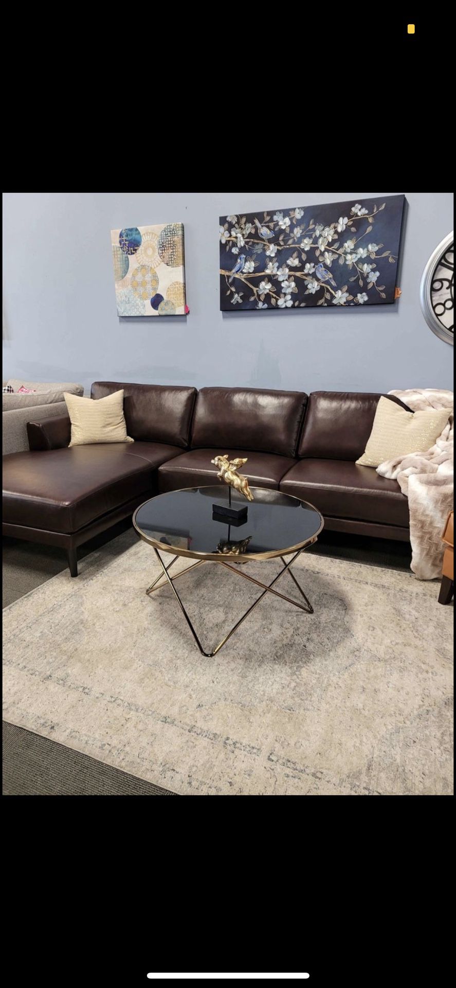 Top grain leather L shaped sectional- modern style- amazing quality- 4 color options- in stock