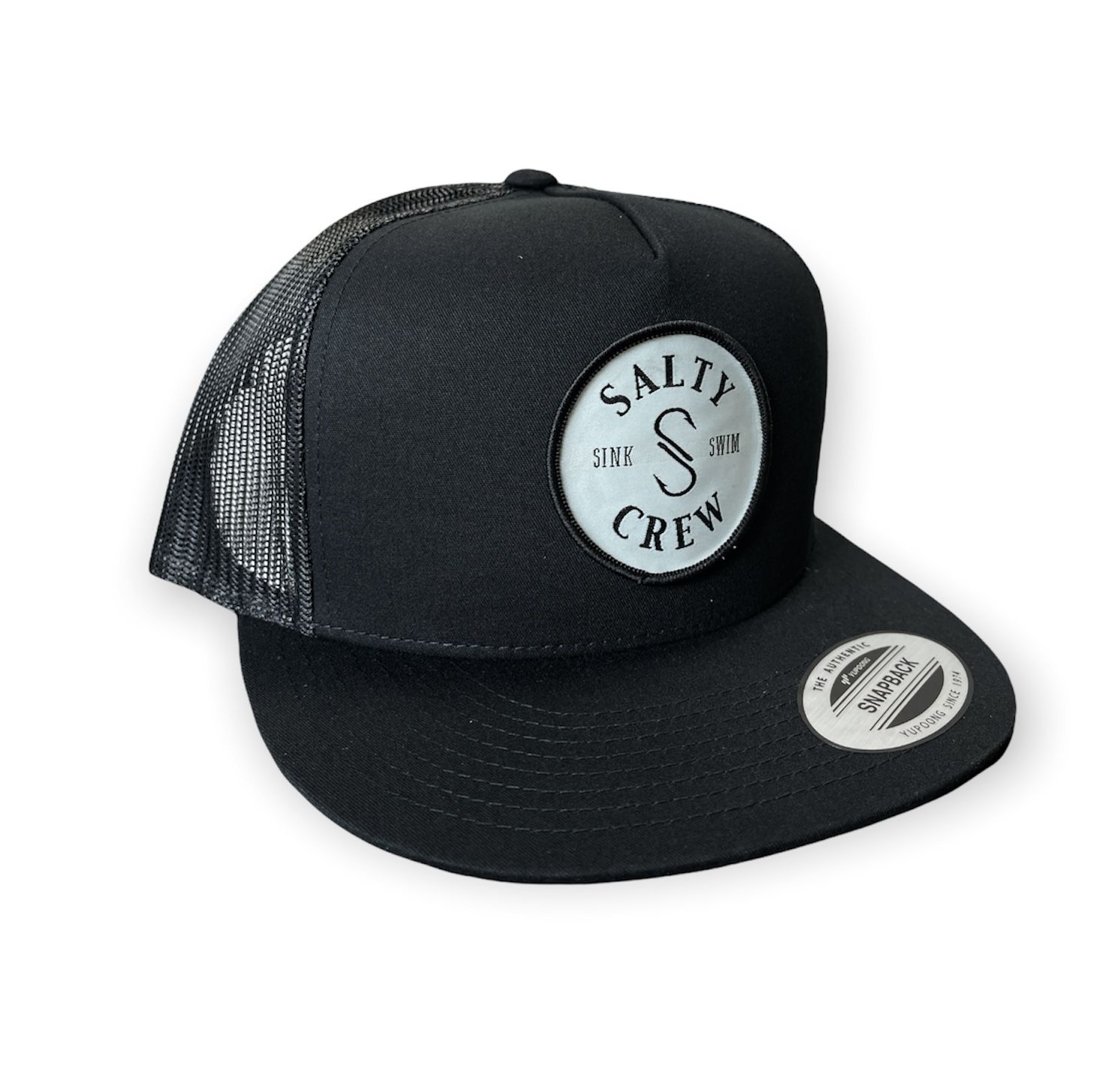 New Men’s Black Mesh Double S-Hook Snapback Salty Crew Hat