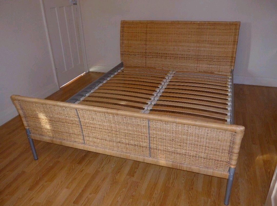 IKEA Sundnes Rattan (Wicker) Headboard & Footboard Sleigh bed Style