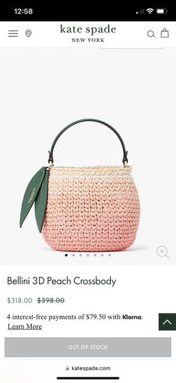 Kate Spade Bellini 3D Pink Peach Crossbody Purse Bag Woven Thumbnail
