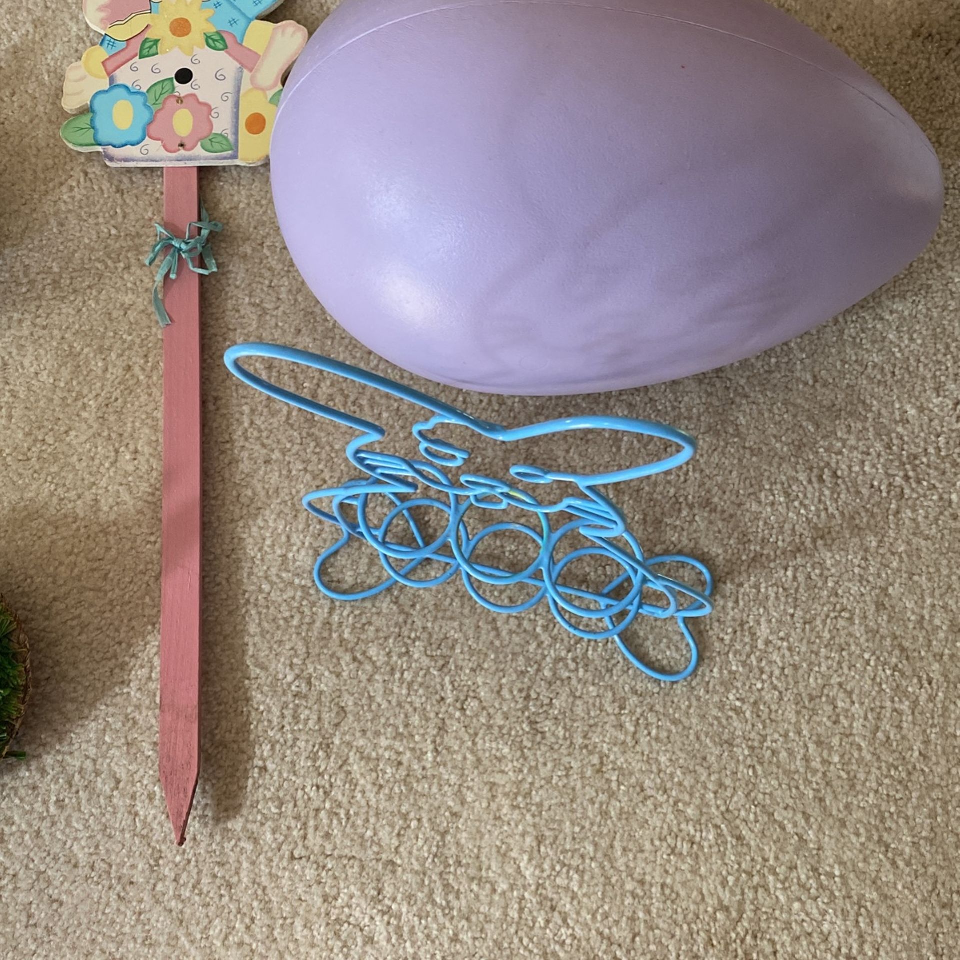 Assorted Easter Decor And Plastic Eggs