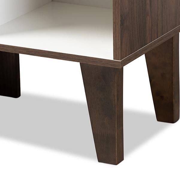 Senja Modern and Contemporary Two-Tone White and Walnut Brown Finished Wood 9-Shelf Bookcase