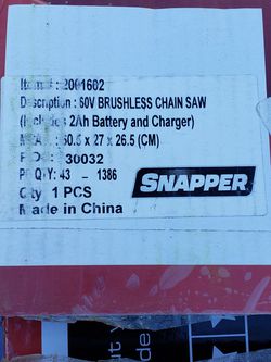 Snapper 60V Chainsaw 2ah Battery and Charger SC60V

 Thumbnail