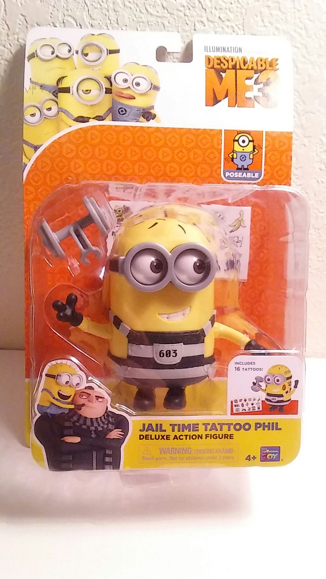 Minions Despicable Me 3 Deluxe Poseable Action Figure Jail Time Tattoo Phil