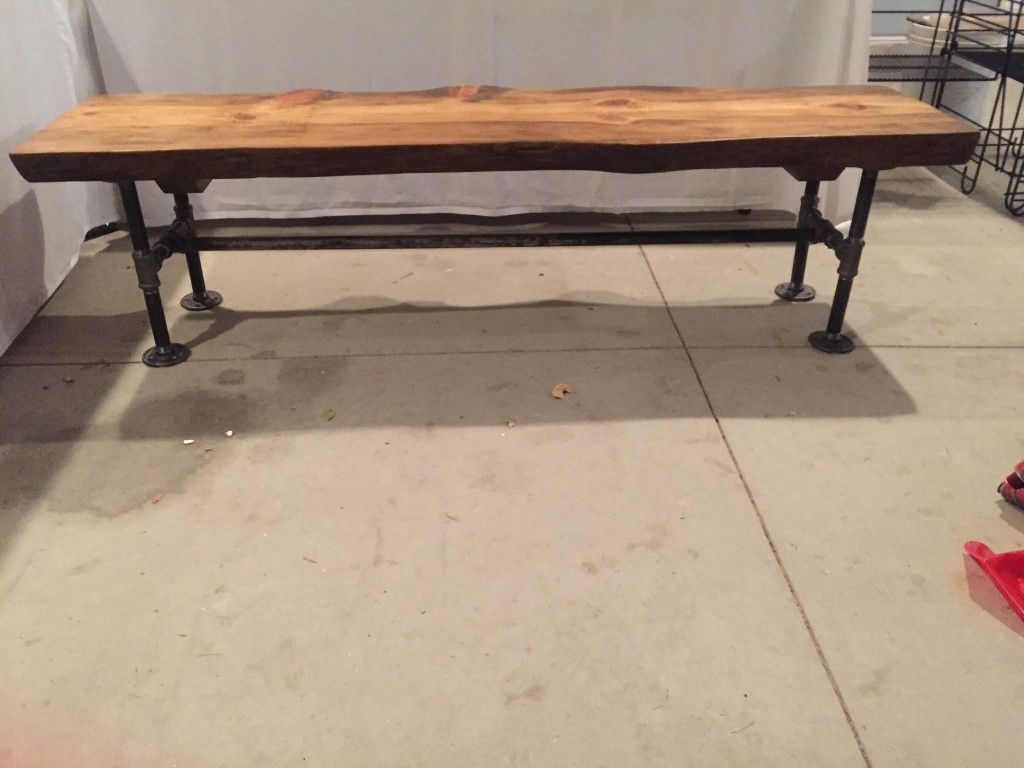 Hand Made Iron And Hardwood Bench