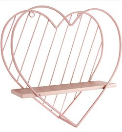 Rose Gold Floating Shelves Small Shelf Wall Mounted Metal Pink Heart Design Storage Romantic Love Shelf  Thumbnail