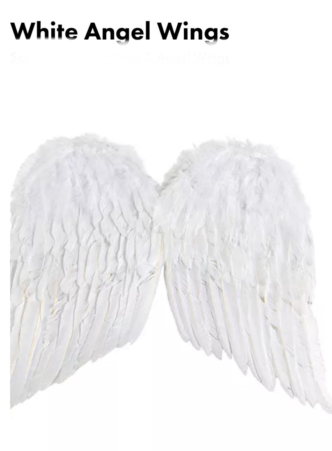 White Angel Feathered Wings Halloween / Costume accessory New