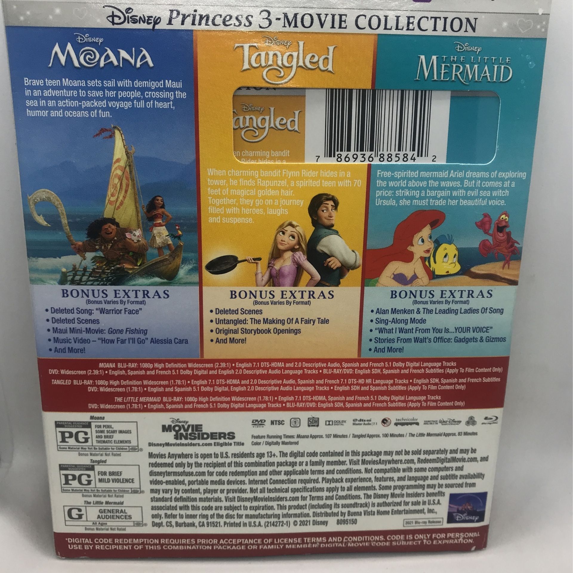 Disney Princess 3 Movie Collection Blu-ray DVD