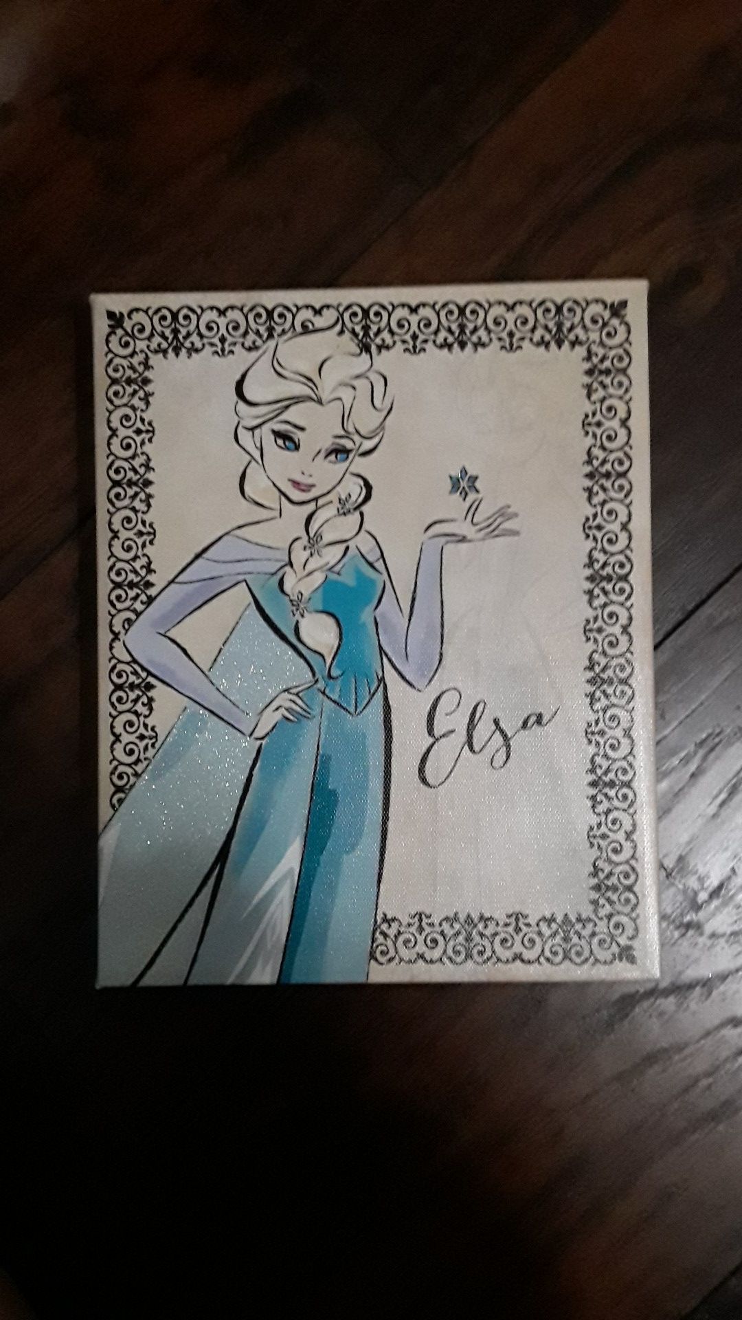 Elsa Disney frozen princess wall art let it go snow flake blue canvas decor
