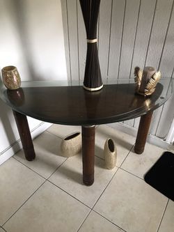Wooden Table With Glass Top Thumbnail