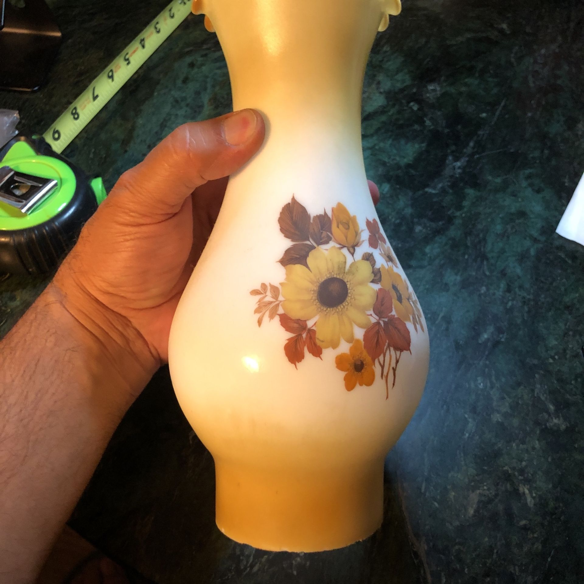 Vintage American Oil Lamp Shade Milk Glass Floral 9”