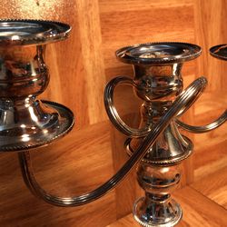 Silver Plated Candelabra, 3 Candles, Vintage Centrepiece Thumbnail