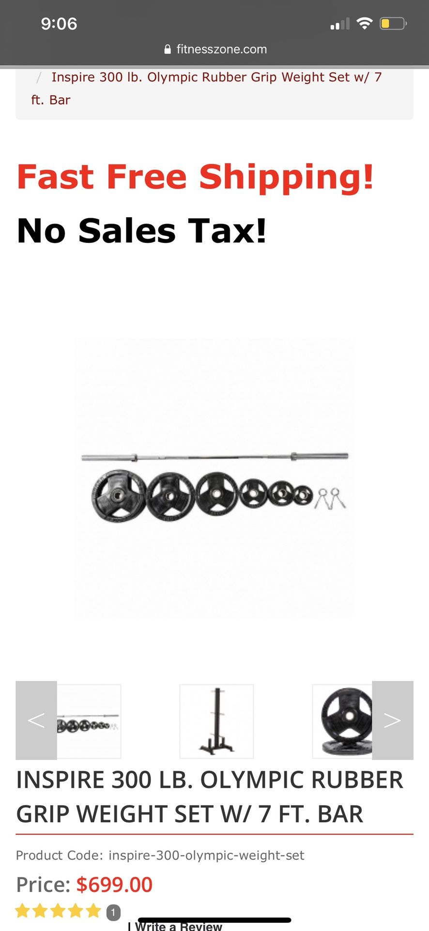 NEW - 300lbs Iron Plates Weightes 7ft Olympic Bar Curl Bar And Bench Clips Matt Weight Belt Wrist Straps