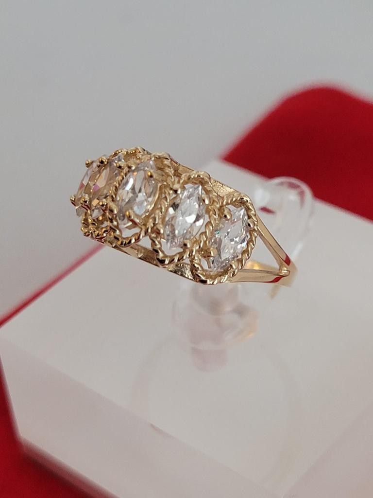 ❤️10k Size 6.75 Gorgeous Solid Yellow Gold & Cubic Zirconia Tiara Design Ring!/Anillo de oro con circonia Cúbica!👌🎁🥰Post Tags: 10k 14k