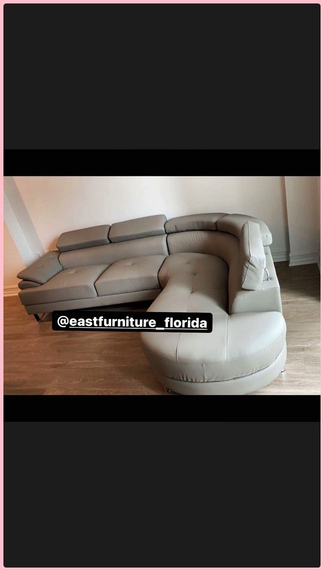 Curved sectional sofa faux leather grey or white rounded couch sofa new