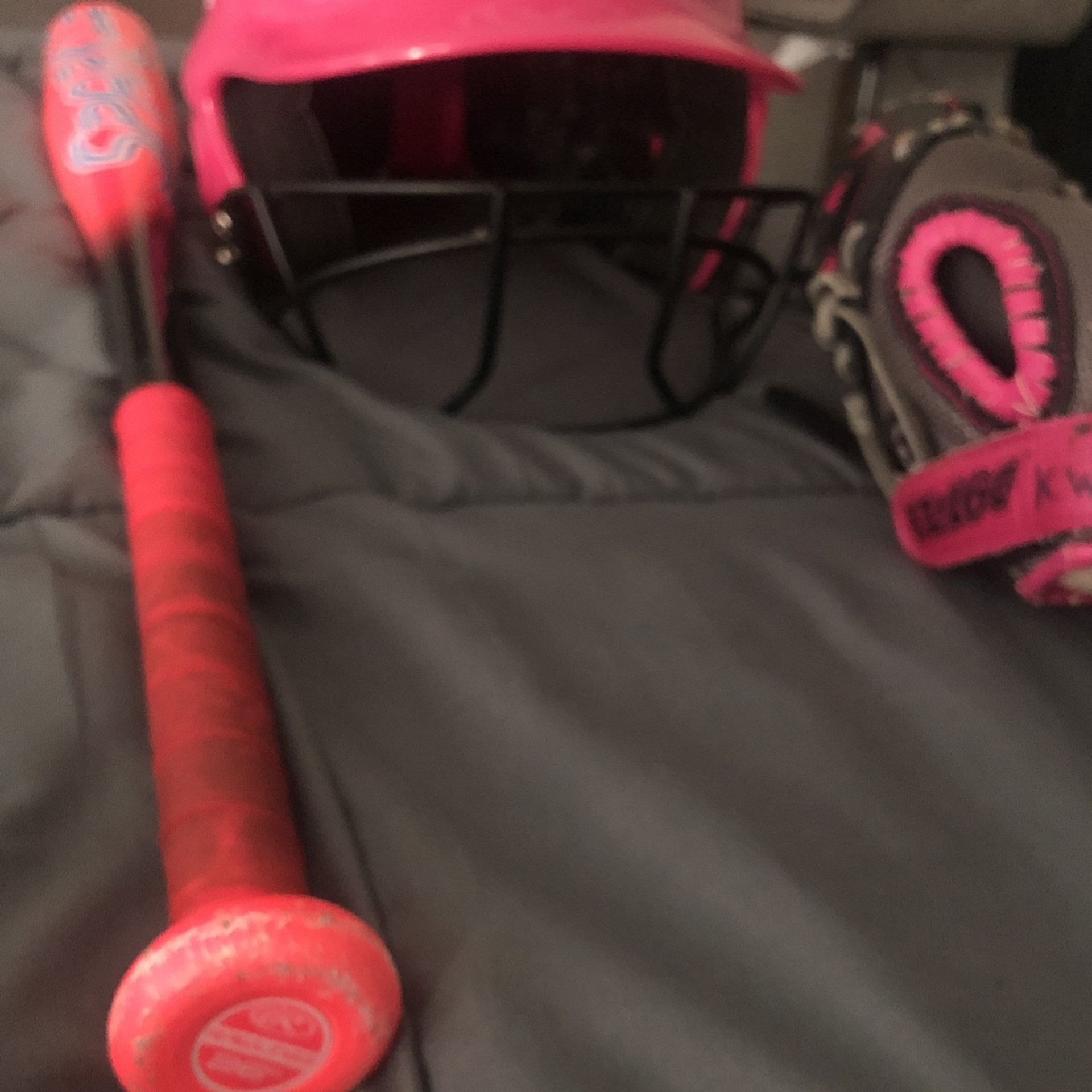 Softball Glove Helmet And Bat