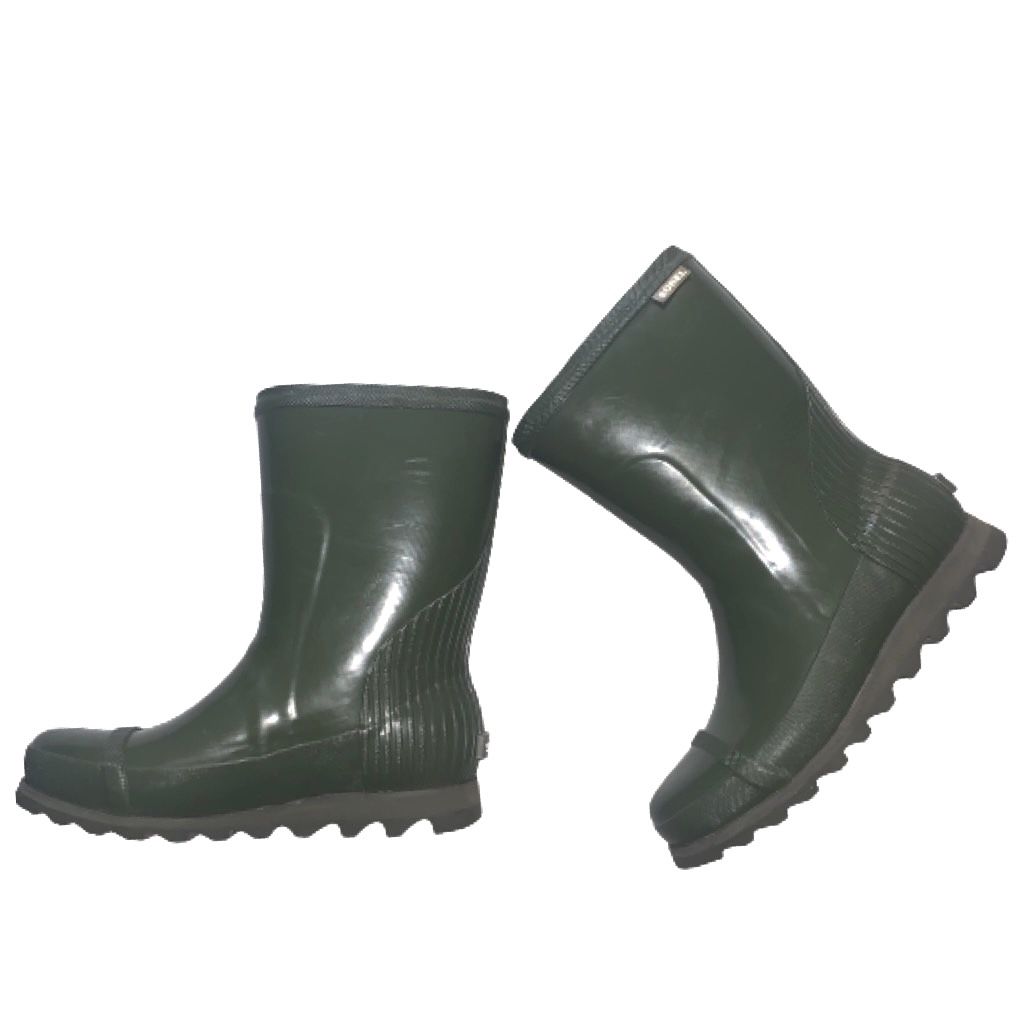 MSRP $130 Sorel Rain Boots — Women’s Sorel Size 8 Joan Short Rainboots Shoes Rubber Army Green (Outdoors Clothes) Spring & Summer, Comfortable Hiking