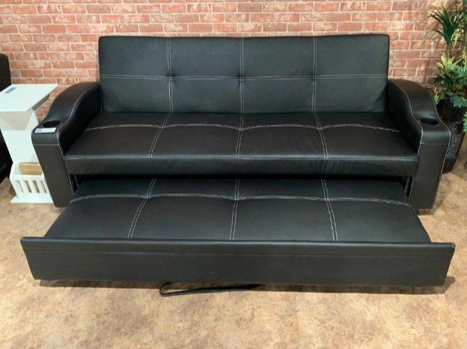 Easton Futon Sofa Bed With Cup Holders, Leather Sofa Bed Houston Tx