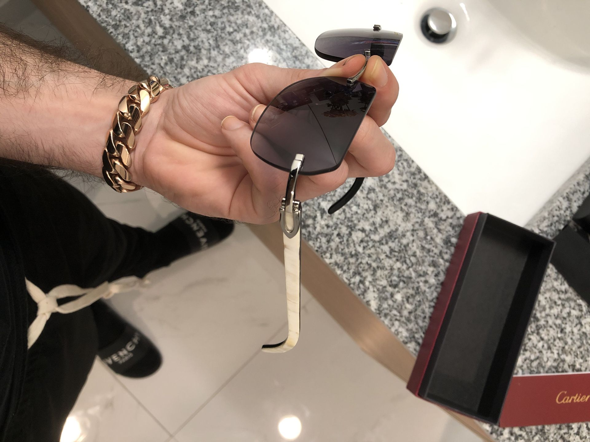 Cartier Buffalo Horn Eyewear Silver Trim Black Rec Lense