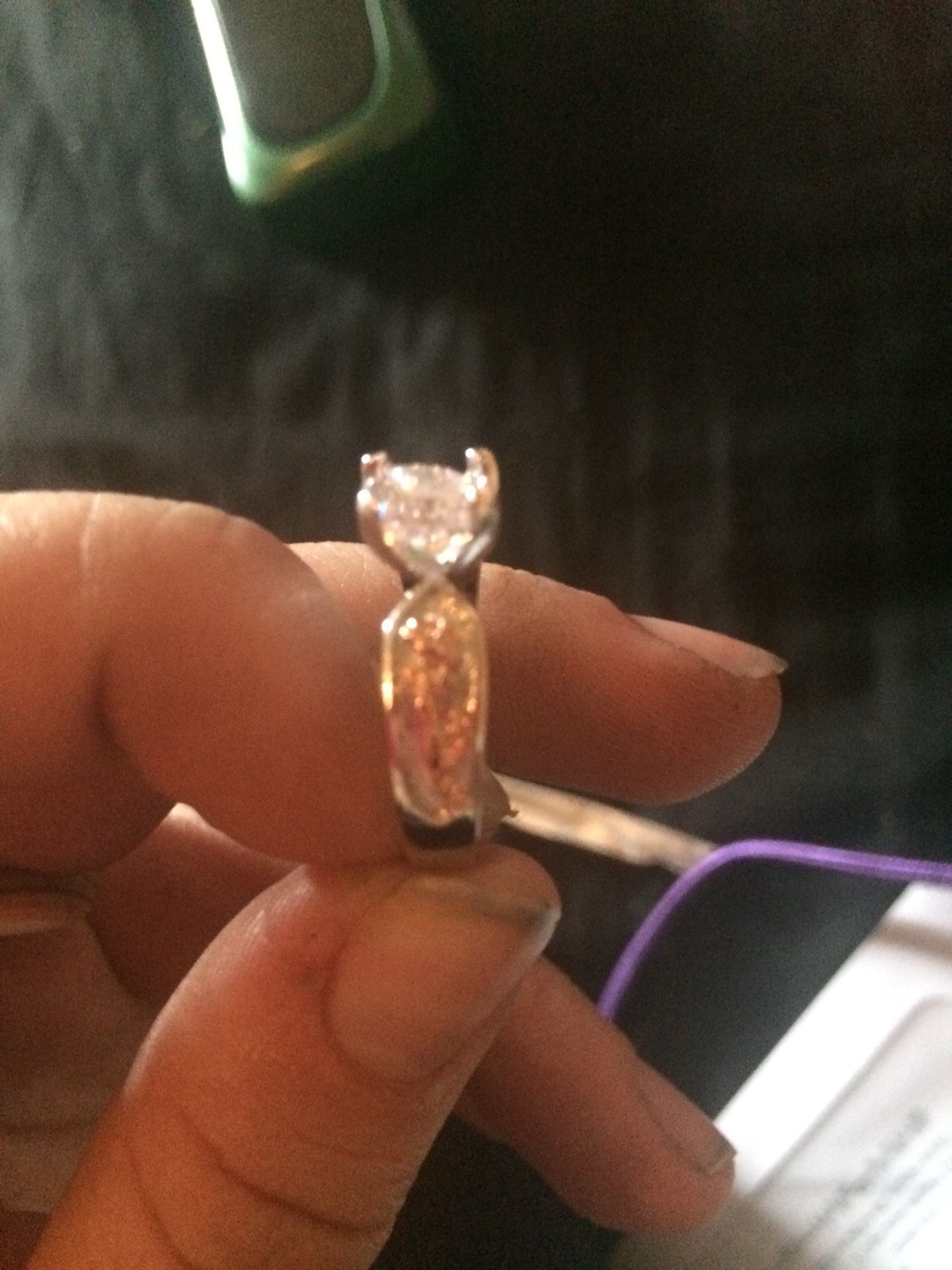 1/4 carat white topaz wedding/engagement ring set in sterling silver