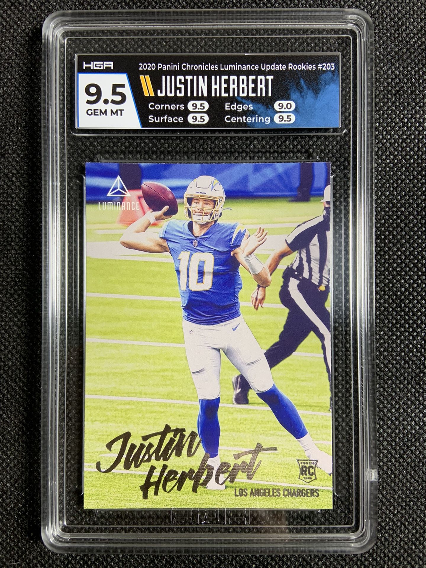 2020 Panini Chronicles Justin Herbert Luminance Rookie RC #203 HGA 9.5 Gem Mint🔥🔥🔥