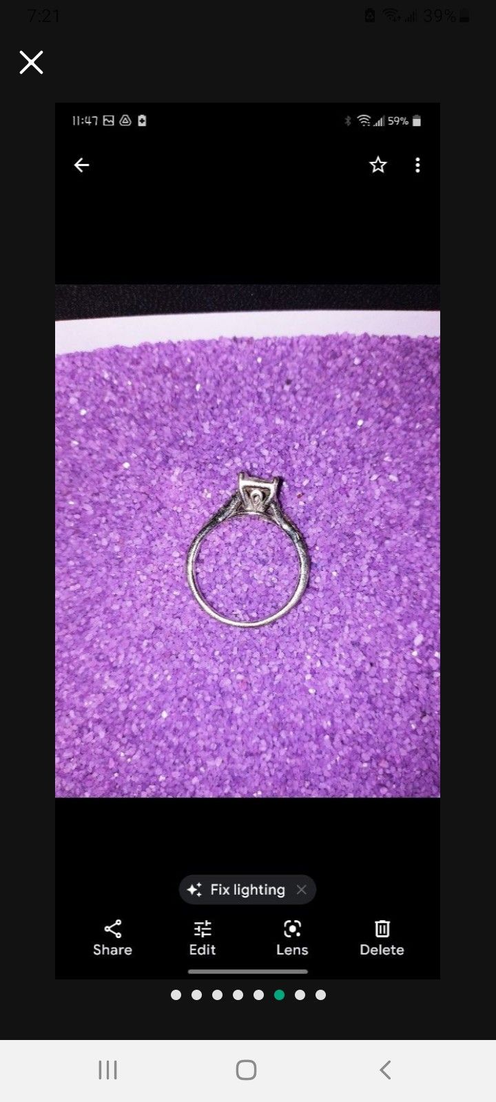10 Carat White Gold With 1/3 Carat White Diamond Ring Size 6.5