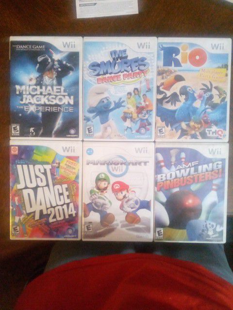 6 Nintendo Wii Games.