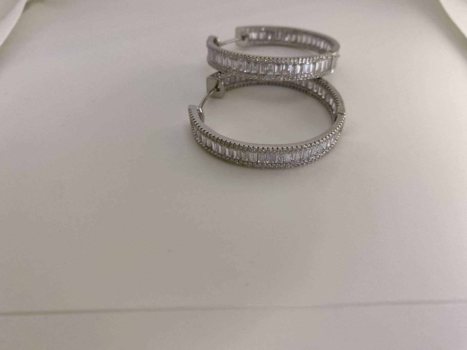 Silver/ Gold Baguette Hoops