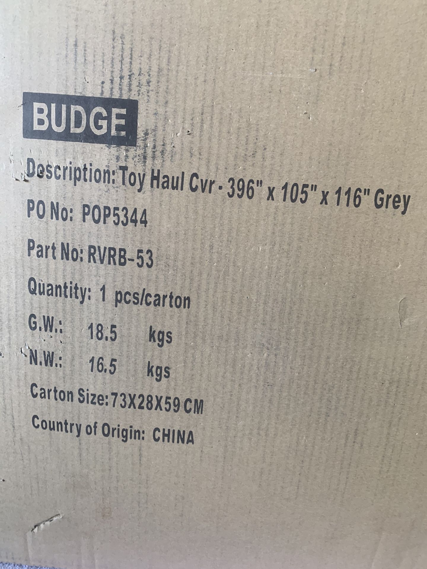 Budge Toy Hauler Cover 33’ #RVRB-53