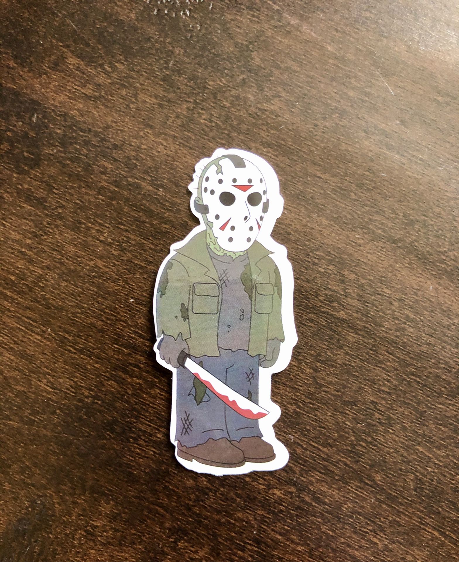 Friday the 13th Jason decal sticker. Great for laptops, skateboards, luggage, etc.