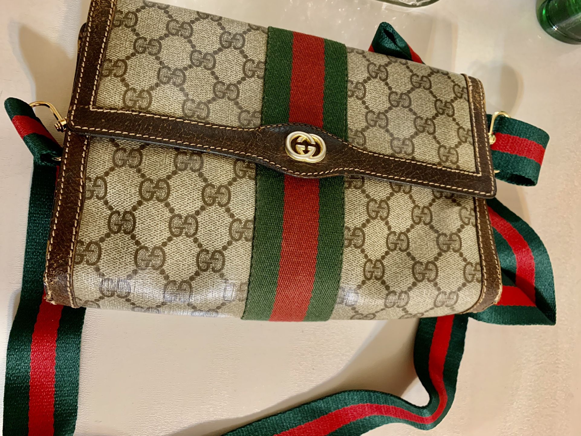 100% authentic vintage gucci web sherry line crossbody bag for Sale in ...