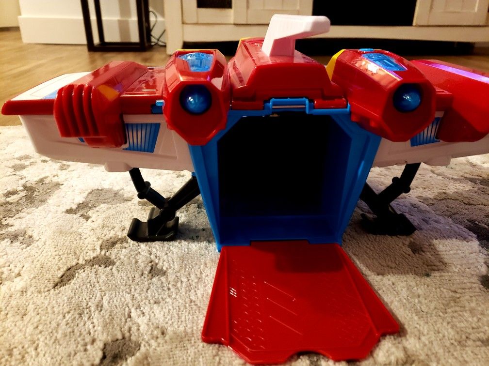 Paw Patrol, Super Paws, 2-in-1 Transforming Mighty Pups Jet Command Center with Lights and Sounds