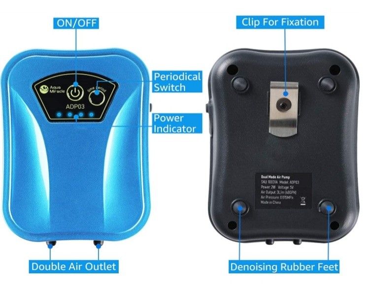Aqua Miracle Lithium Battery Powered Portable Aquarium Air Pump