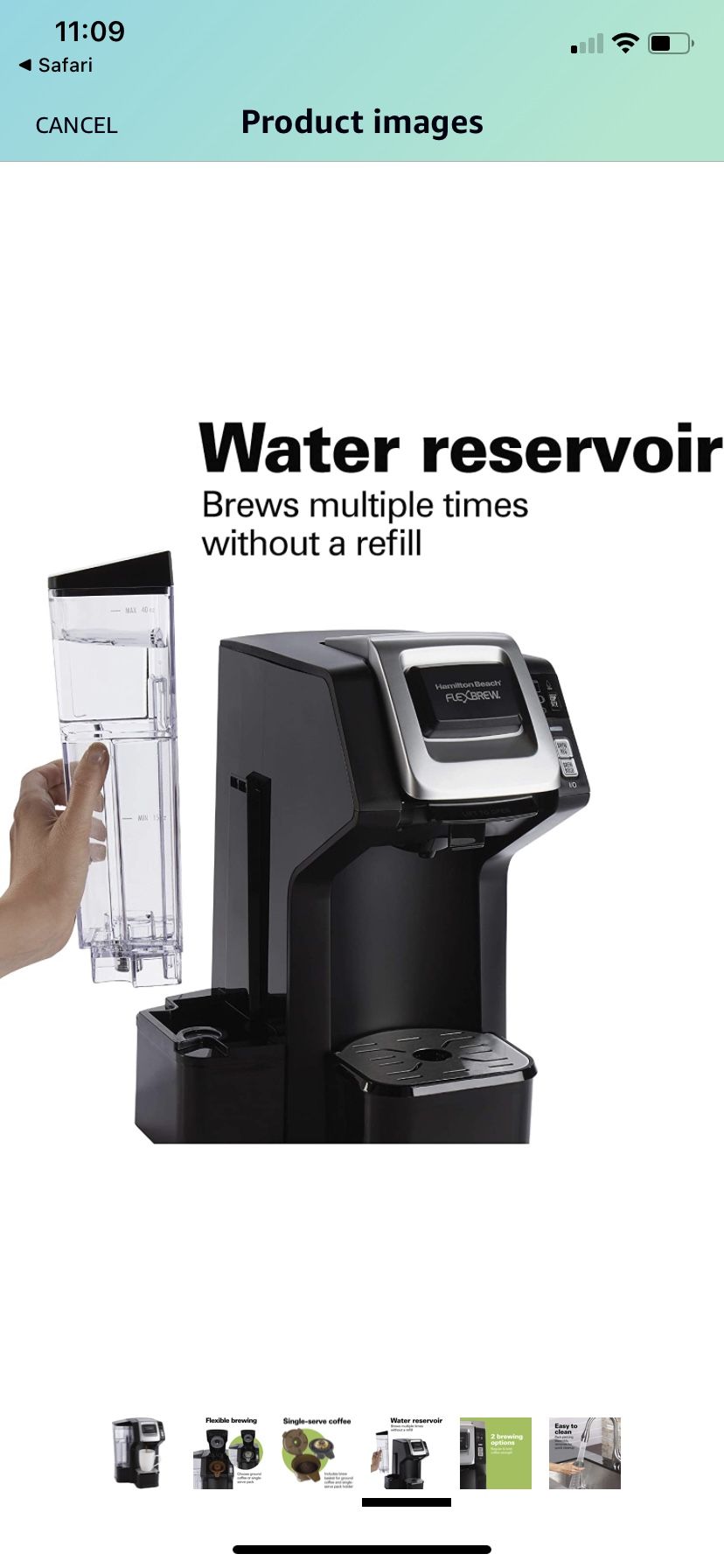 Hamilton Beach 49975 FlexBrew Single Serve Maker with 40 oz. Reservoir, Compatible with K-Cup Packs or Ground Coffee, 3