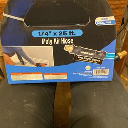 Brand new Berlin quarter inch 25 foot poly air hose light weight air hose with quick proof collar Thumbnail