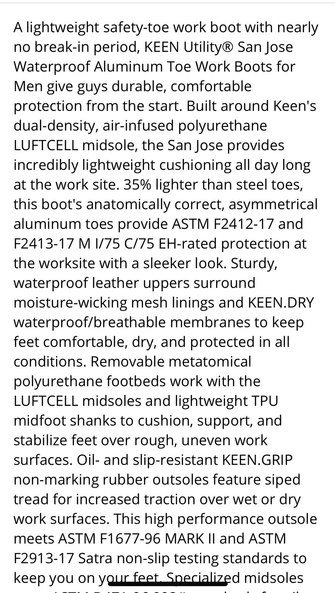 KEEN Utility San Jose Waterproof Aluminum Toe Work Boots For Men - Cascade Brown/Black - 14M