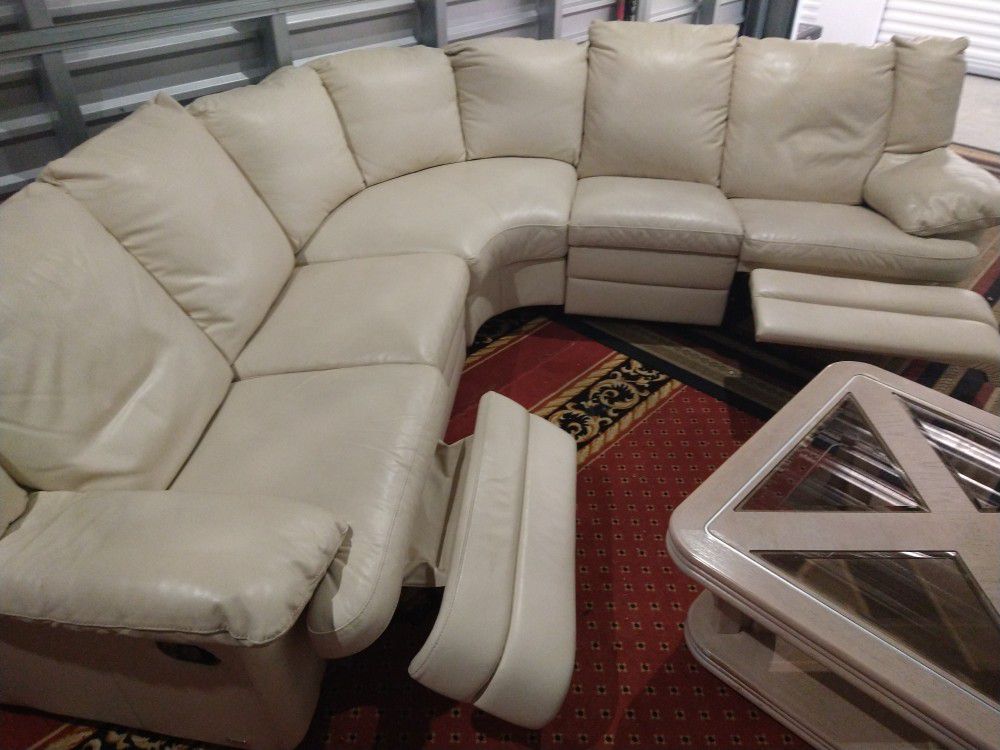 SOFA GENUINE 100% REAL LEATHER RECLINER MANUAL.. DELIVERY SERVICE AVAILABLE 🚚