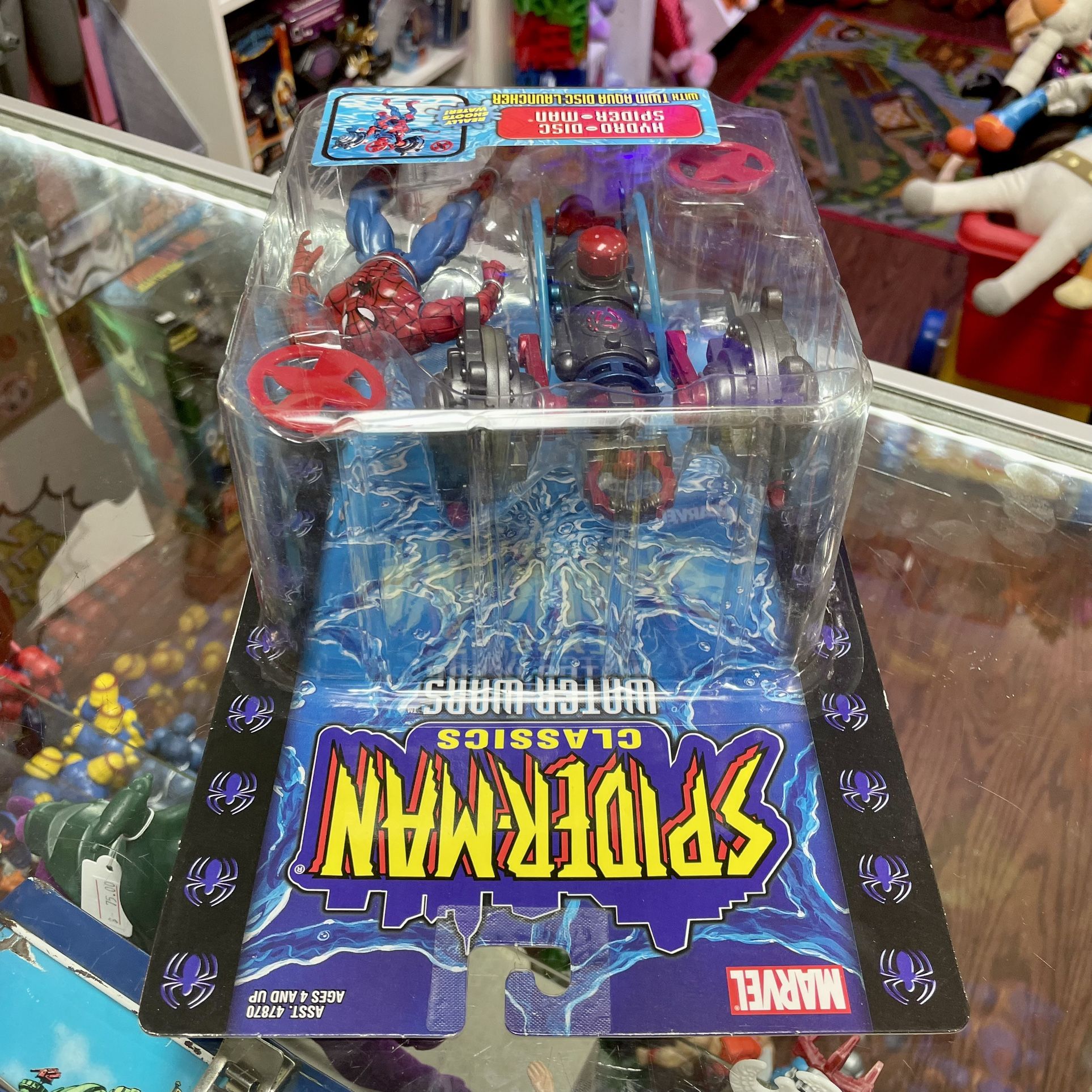 Vintage 2001 Toy Biz Marvel Spider-Man Classics Water Wars Hydro-Disc With Twin Aqua Disc Launcher Action Figure Toy NIB