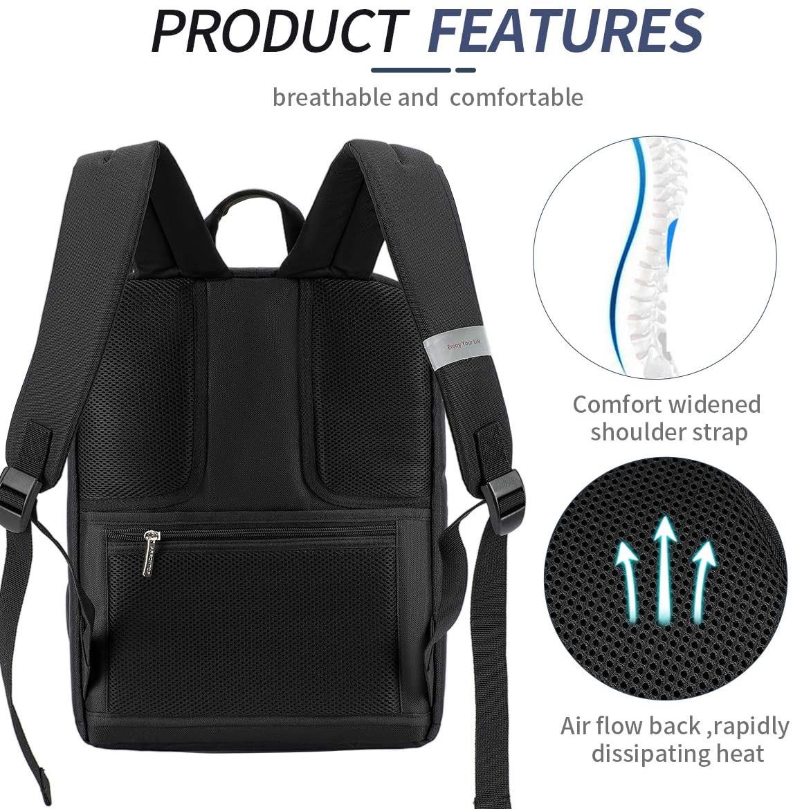 Waterproof Backpack Travel College Bookbags Fits 15.6 inch