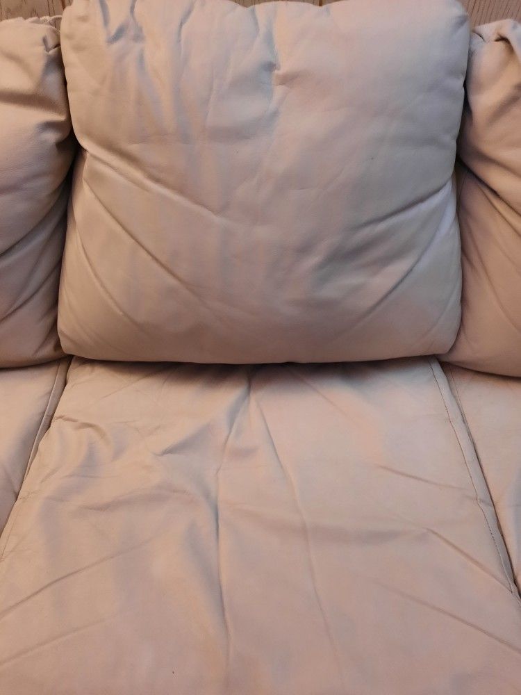 White/Cream Colored Leather Couch