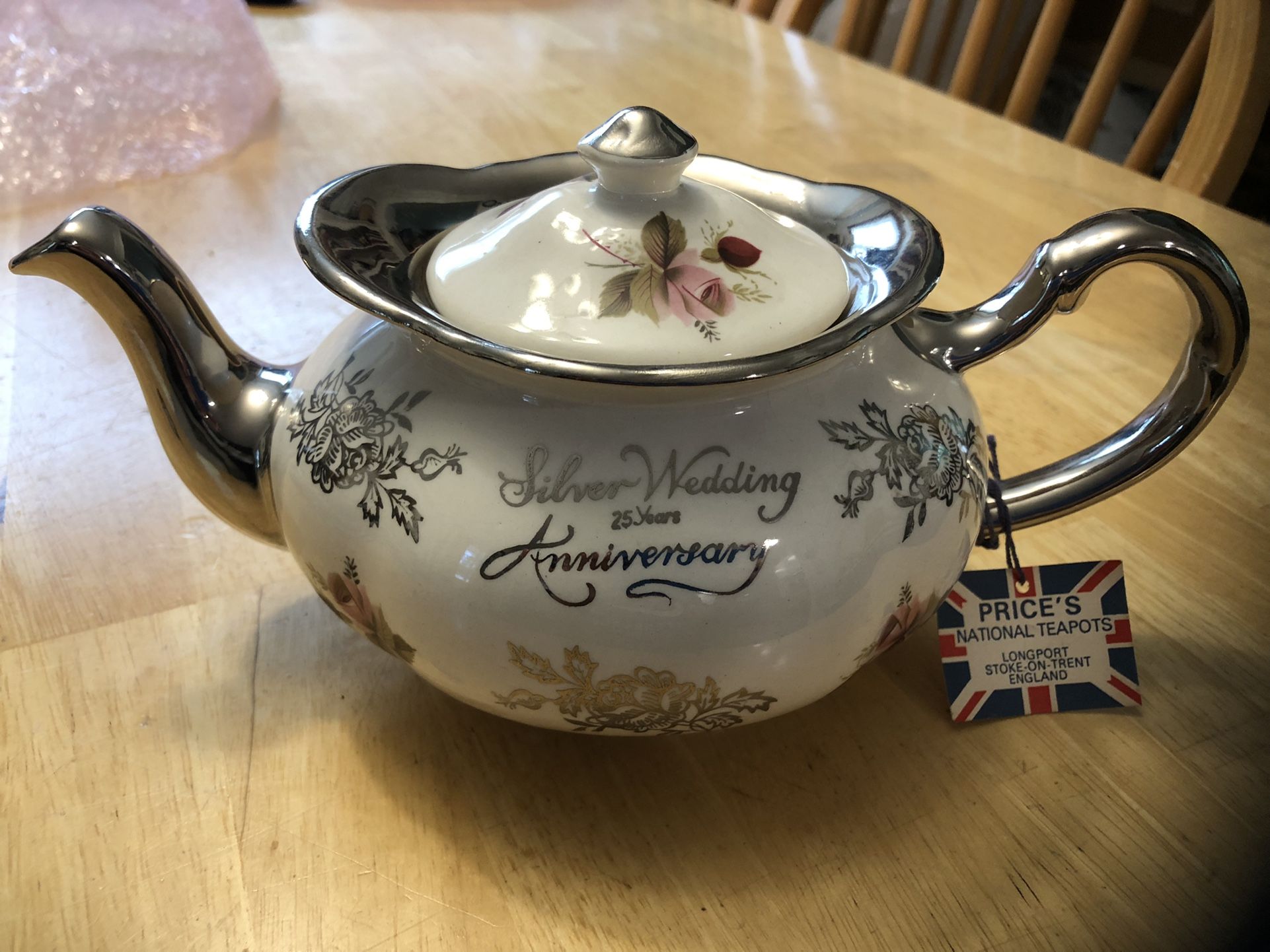 25th Silver Wedding Anniversary Teapot