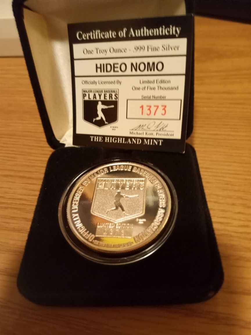 .999 Fine Silver Signature Series Hideo Nomo Round 1 Of 5,000 Ever Made