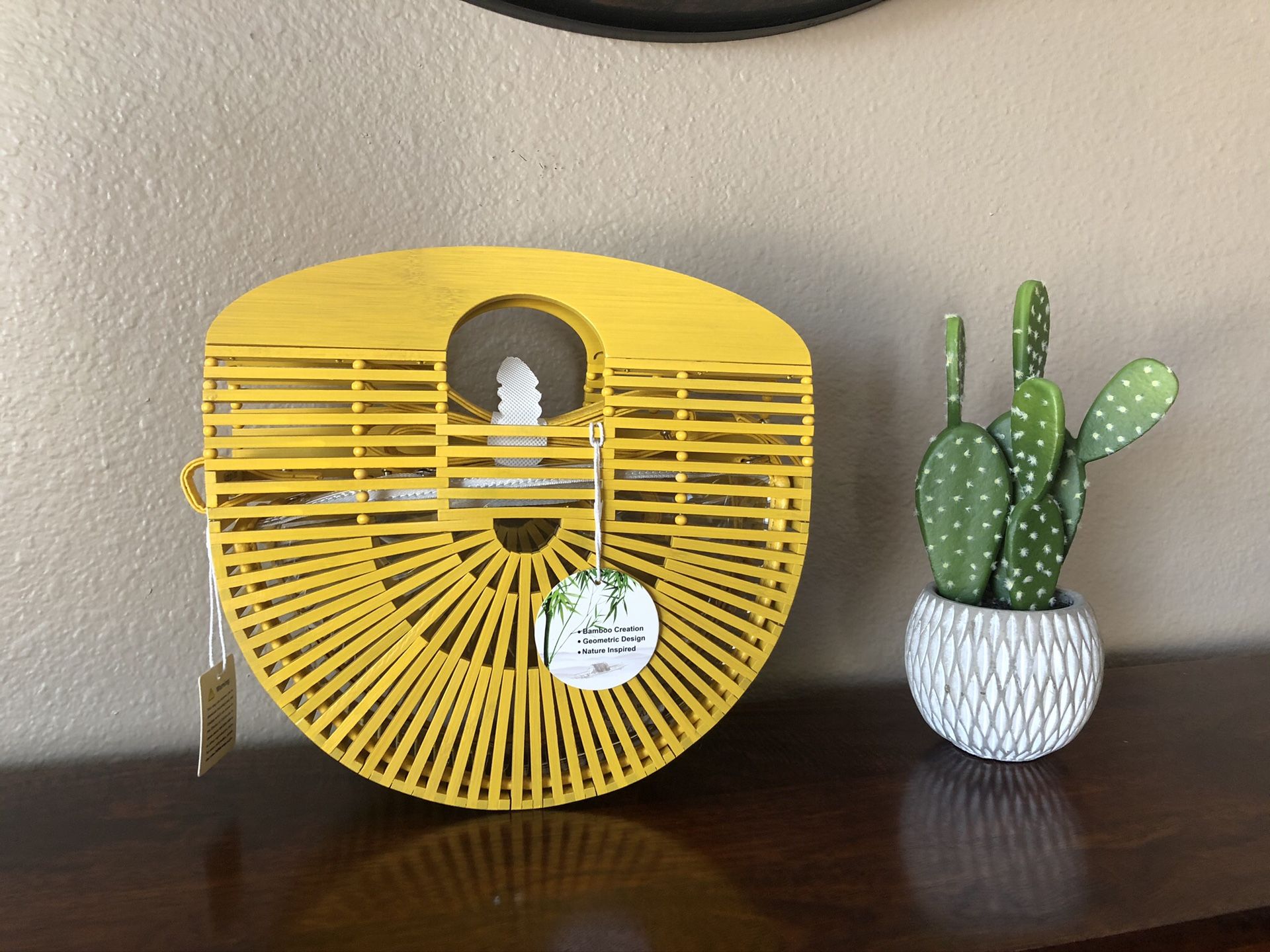NWT yellow bamboo purse