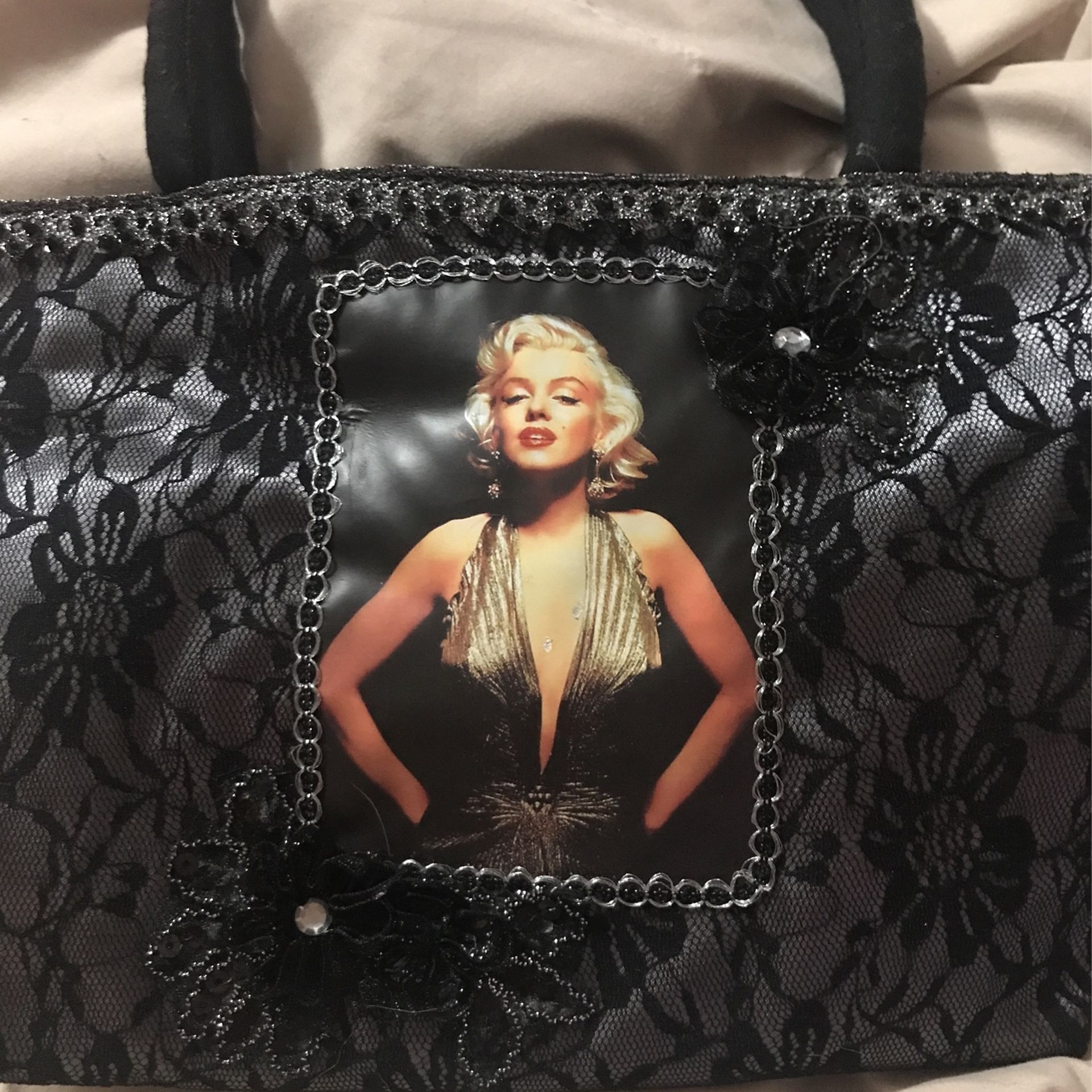 Beautiful ! Black ! Marilyn Monroe Purse, Travel/Make Up Bag