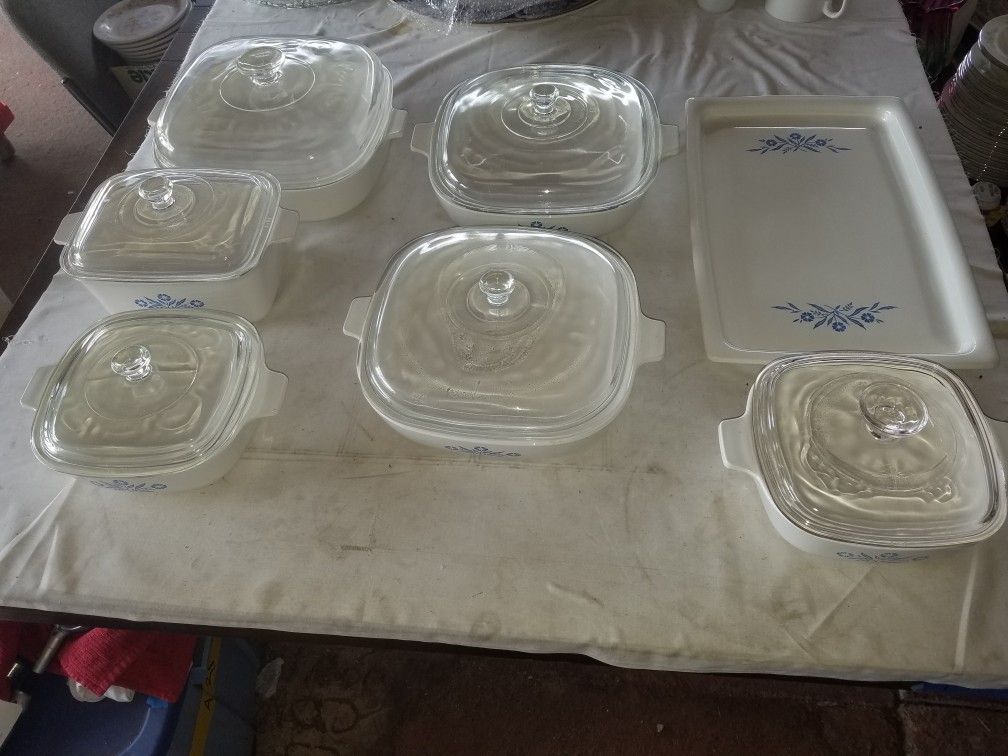 Vintage Corningware classic Blue Cornflower baking dishes 13 pcs see last photo for list of included A82Z081