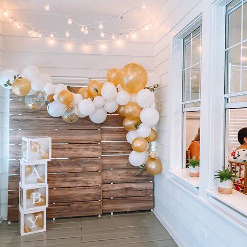 Baby Boxes with Letters for Baby Shower - Clear Balloons Boxes Decorations Large Transparent Box for Party Supplies, Baby Girls Boys Birthday Box