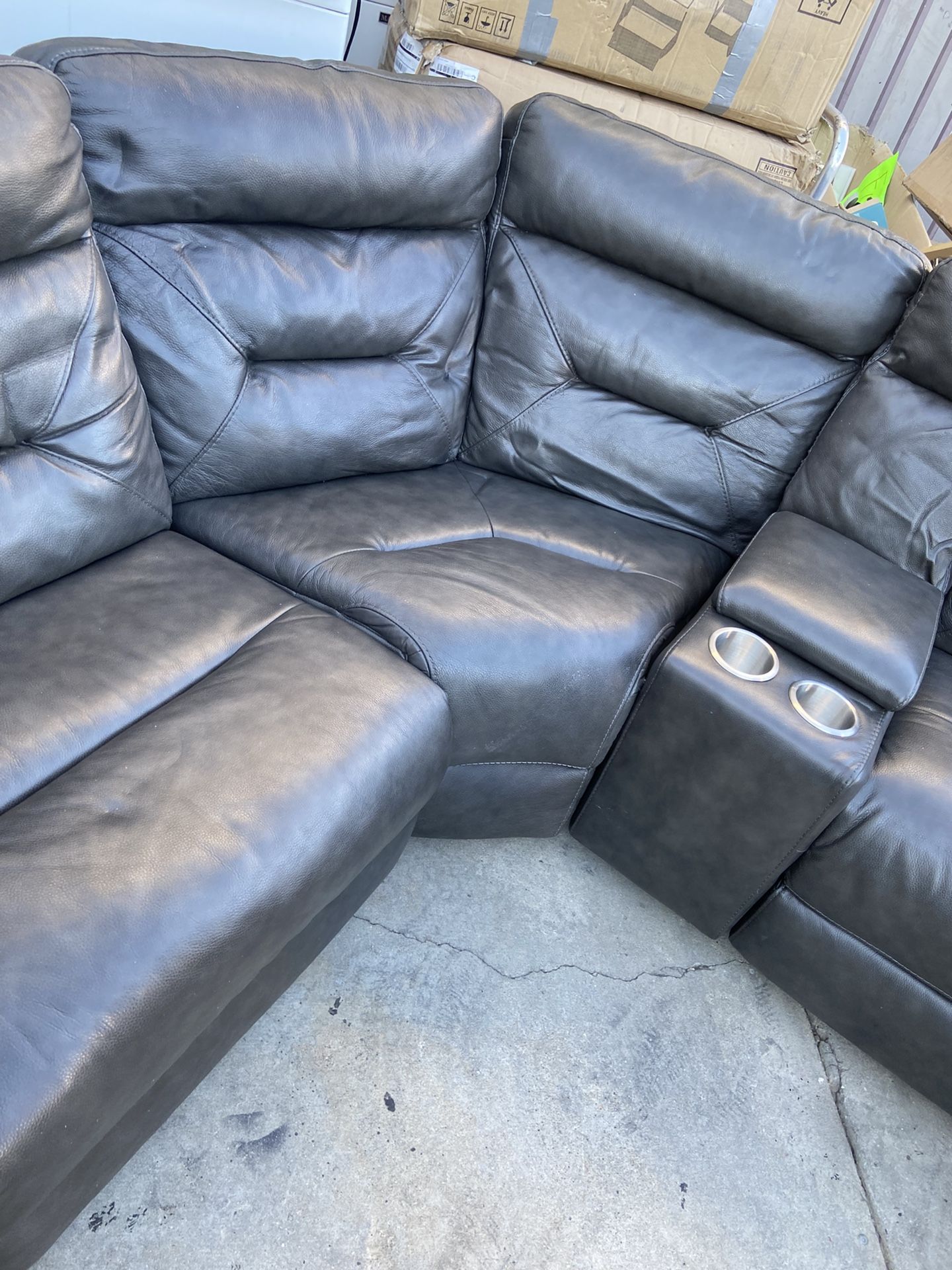 Electric Power Recliner Sectional Leather Couch